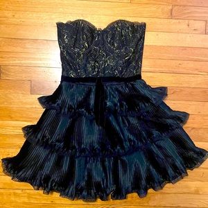 Vintage strapless Betsey Johnson tiered ruffle cocktail party dress